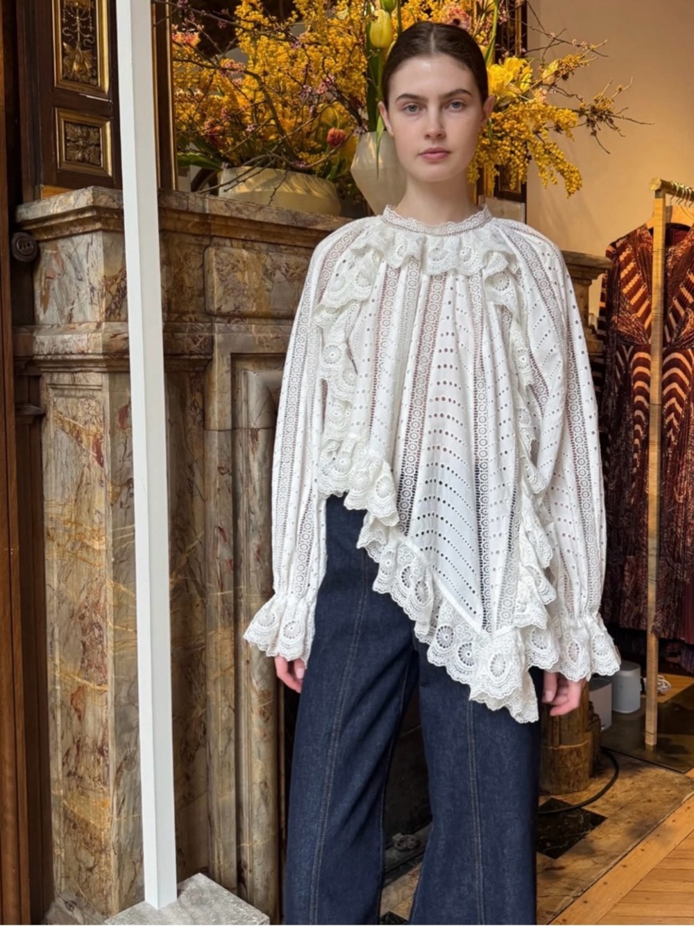 Ulla Johnson Ivory Eyelet Lace Blouse - Picture 2 of 10